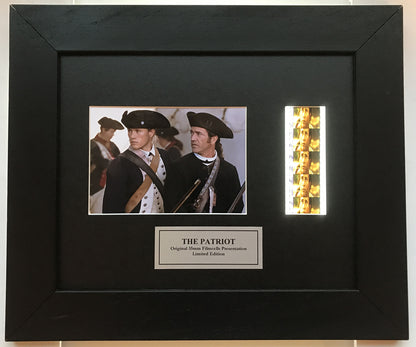 Hand crafted display featuring original 35mm film cells for THE PATRIOT fans
