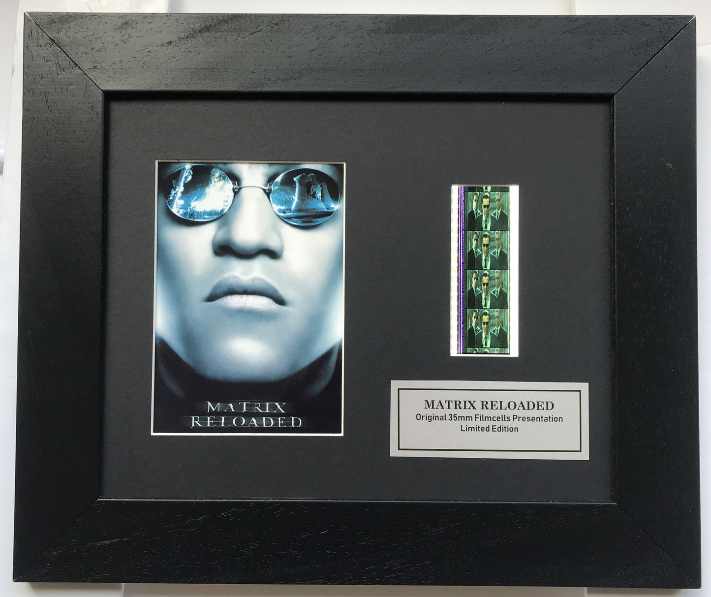 Handmade display featuring original 35mm film cells for THE MATRIX RELOADED fans