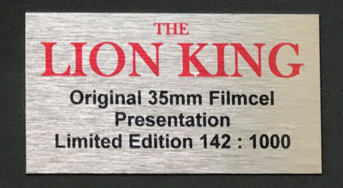 Handmade display featuring original 35mm film cells for a THE LION KING fan v1