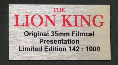 Handmade display featuring original 35mm film cells for a THE LION KING fan v1