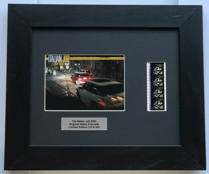 Hand crafted display featuring original 35mm film cells for THE ITALIAN JOB 2003