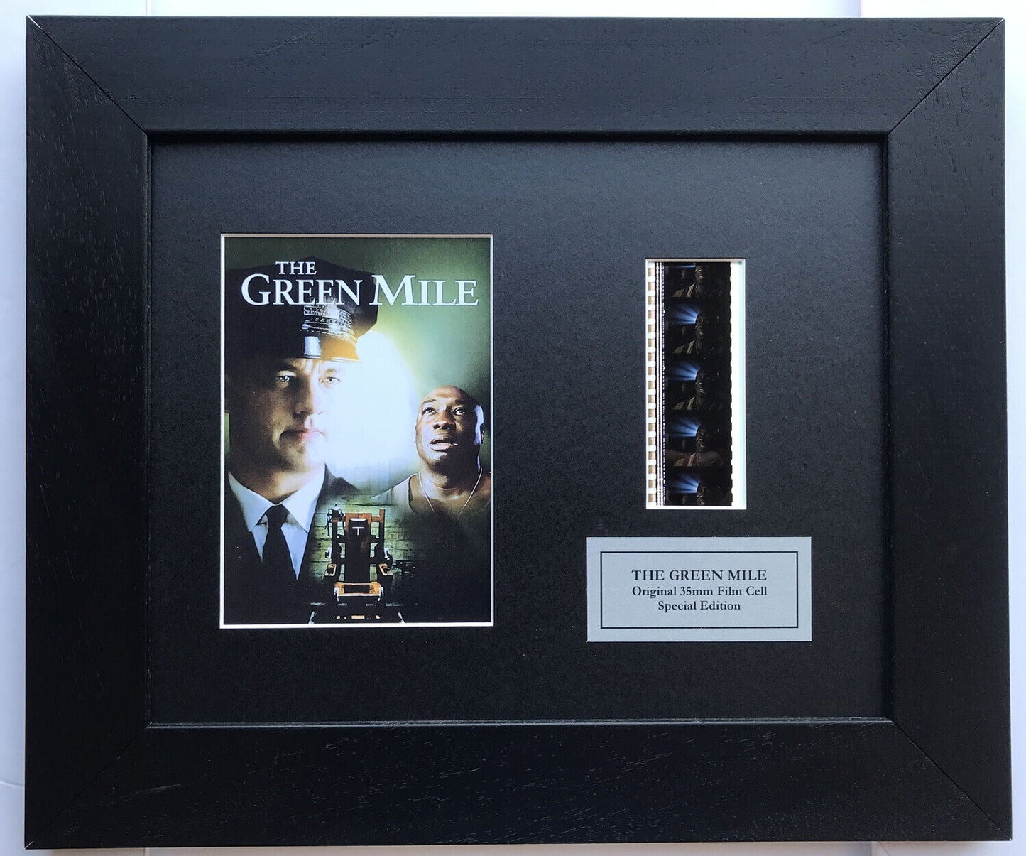 Hand crafted display featuring original 35mm film cells for THE GREEN MILE fans