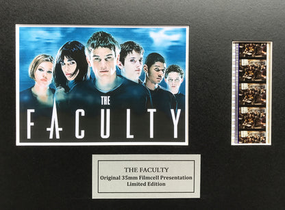 Hand crafted display featuring original 35mm film cells for THE FACULTY fans