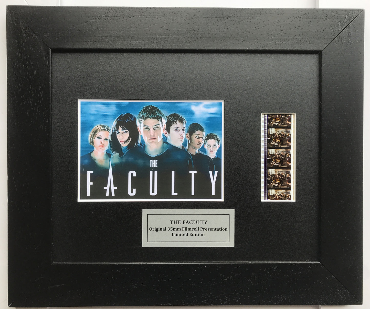 Hand crafted display featuring original 35mm film cells for THE FACULTY fans