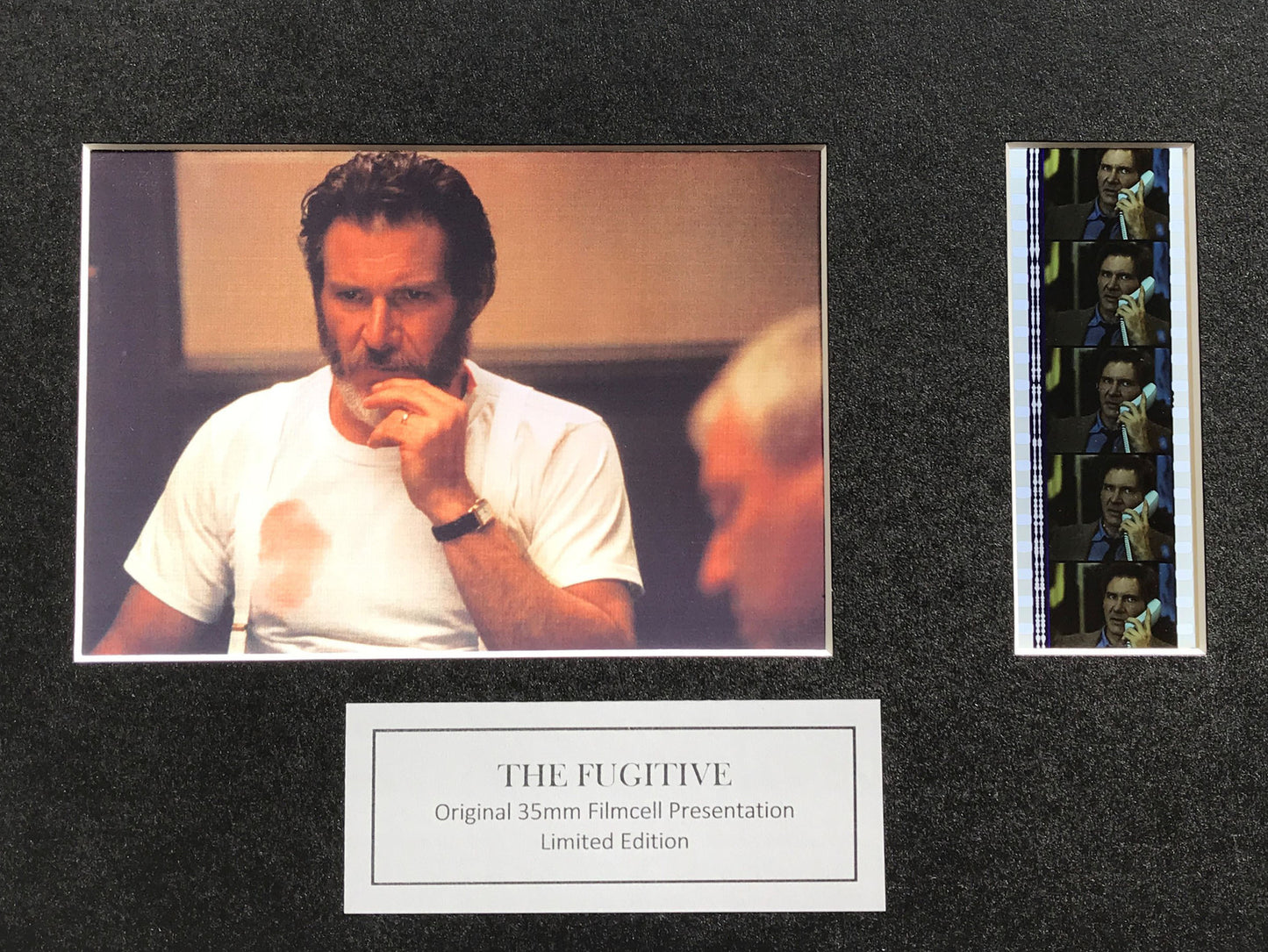 Hand crafted display featuring original 35mm film cells for THE FUGITIVE fans v2