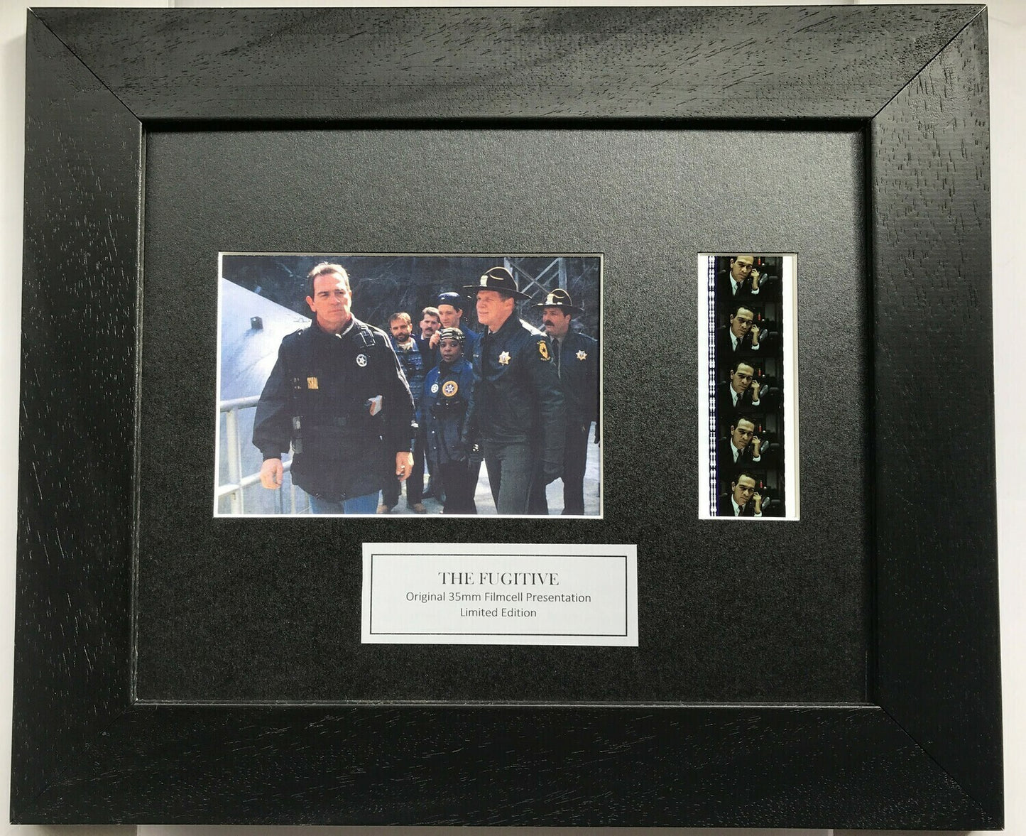 Hand crafted display featuring original 35mm film cells for THE FUGITIVE fans v1