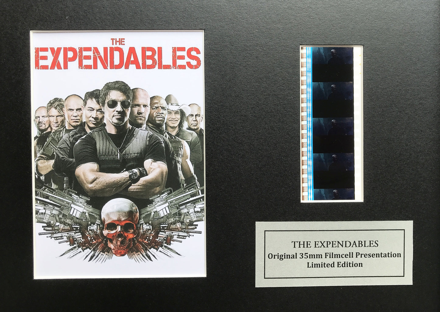 Hand crafted display featuring original 35mm film cells for THE EXPENDABLES fan