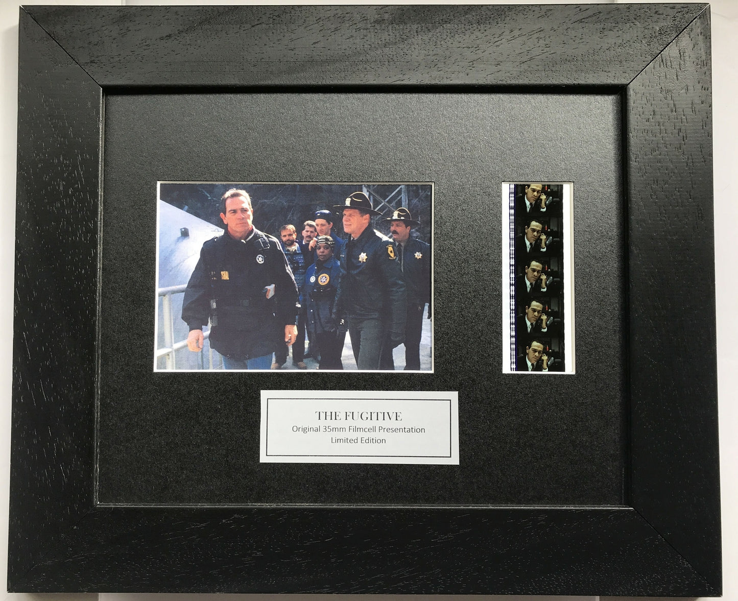 Hand crafted display featuring original 35mm film cells for THE FUGITIVE fans v1