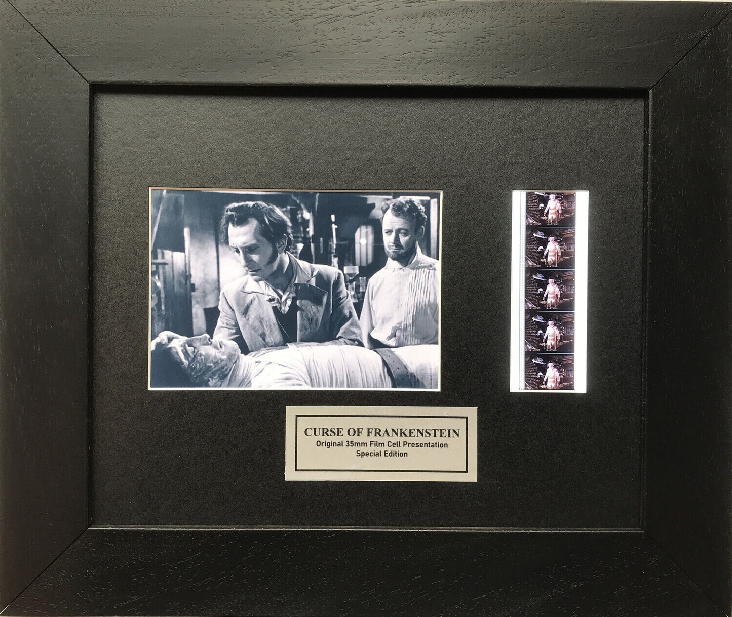 The CURSE of FRANKENSTEIN Original 35mm Film Cells set within Quality Wood Frame