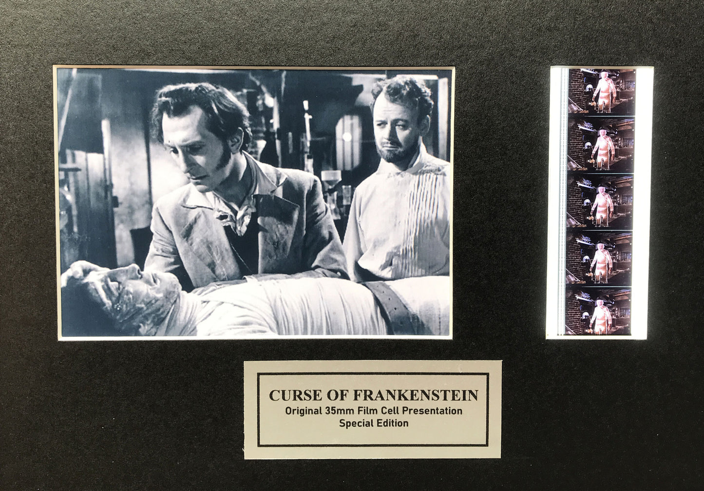 The CURSE of FRANKENSTEIN Original 35mm Film Cells set within Quality Wood Frame