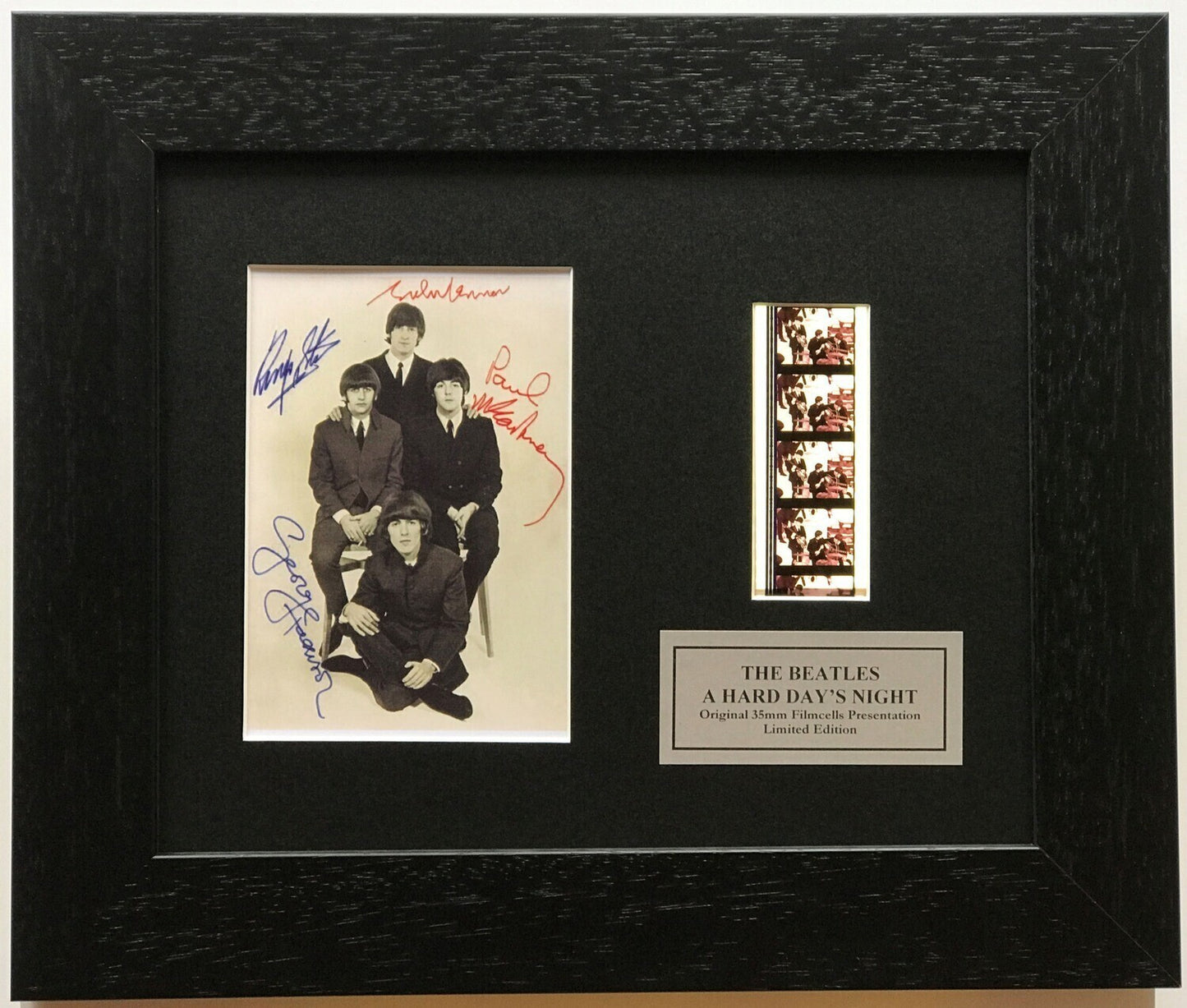 Handmade display inc original film cells for The Beatles A HARD DAY'S NIGHT fans