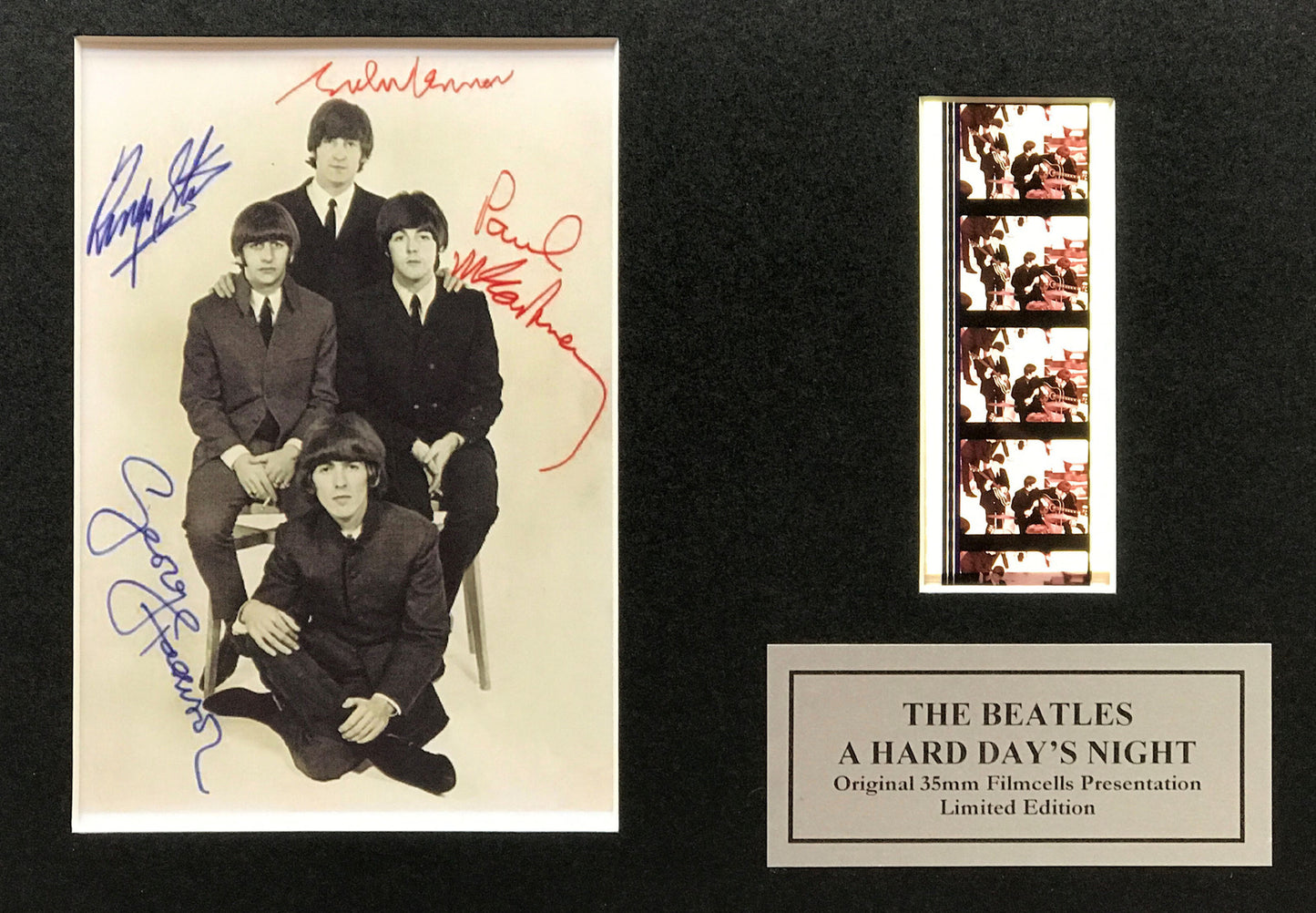 Handmade display inc original film cells for The Beatles A HARD DAY'S NIGHT fans