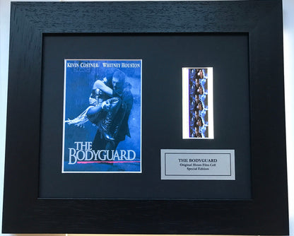 Hand crafted display featuring original 35mm film cells for THE BODYGUARD fans