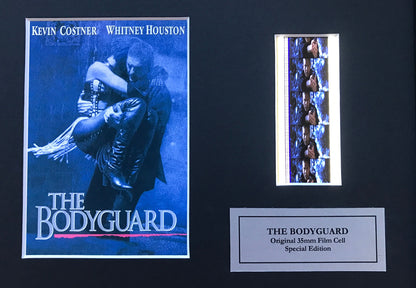 Hand crafted display featuring original 35mm film cells for THE BODYGUARD fans
