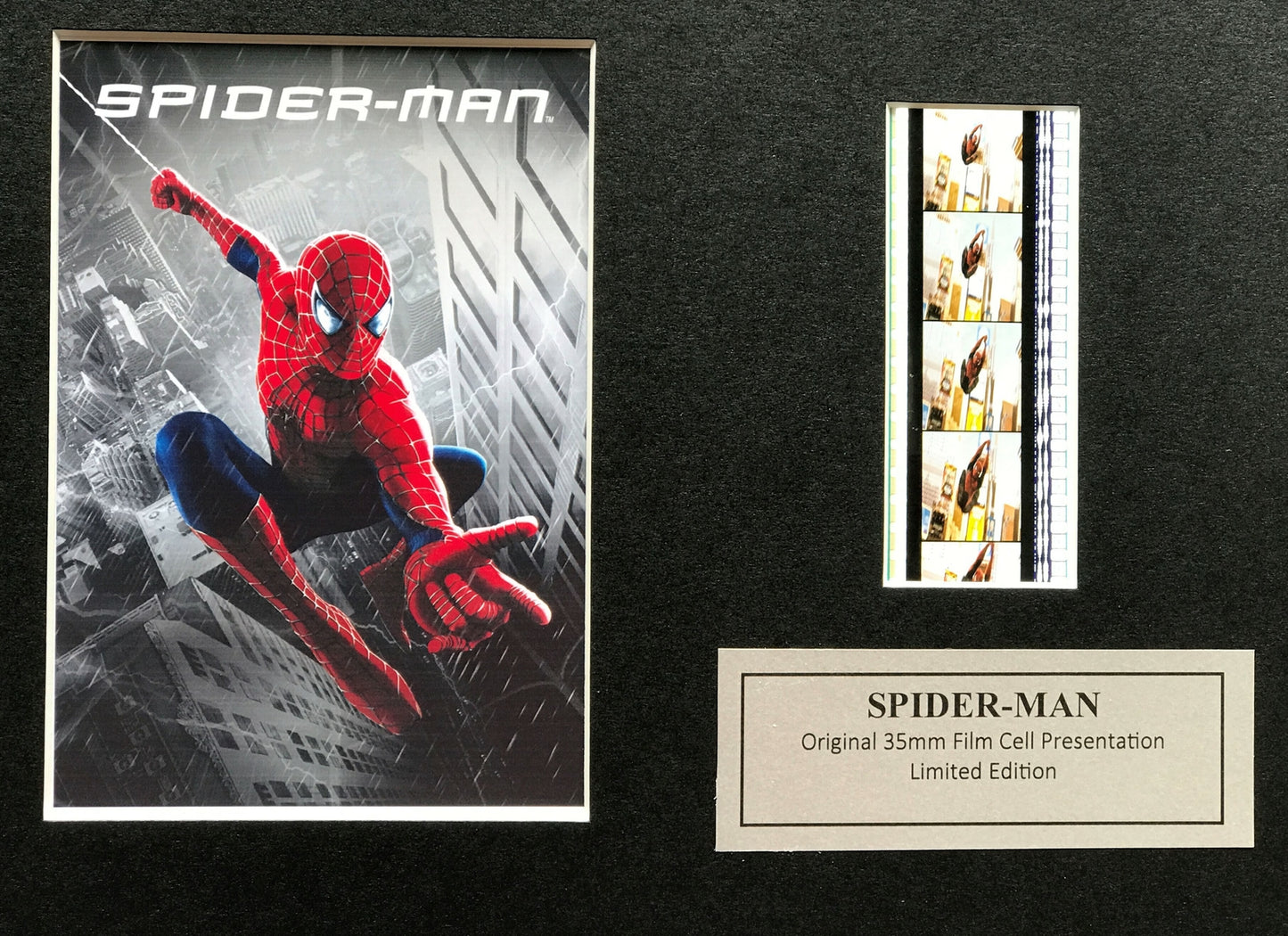 Handmade display featuring original 35mm film cells for a Spider-Man  fan + COA v1