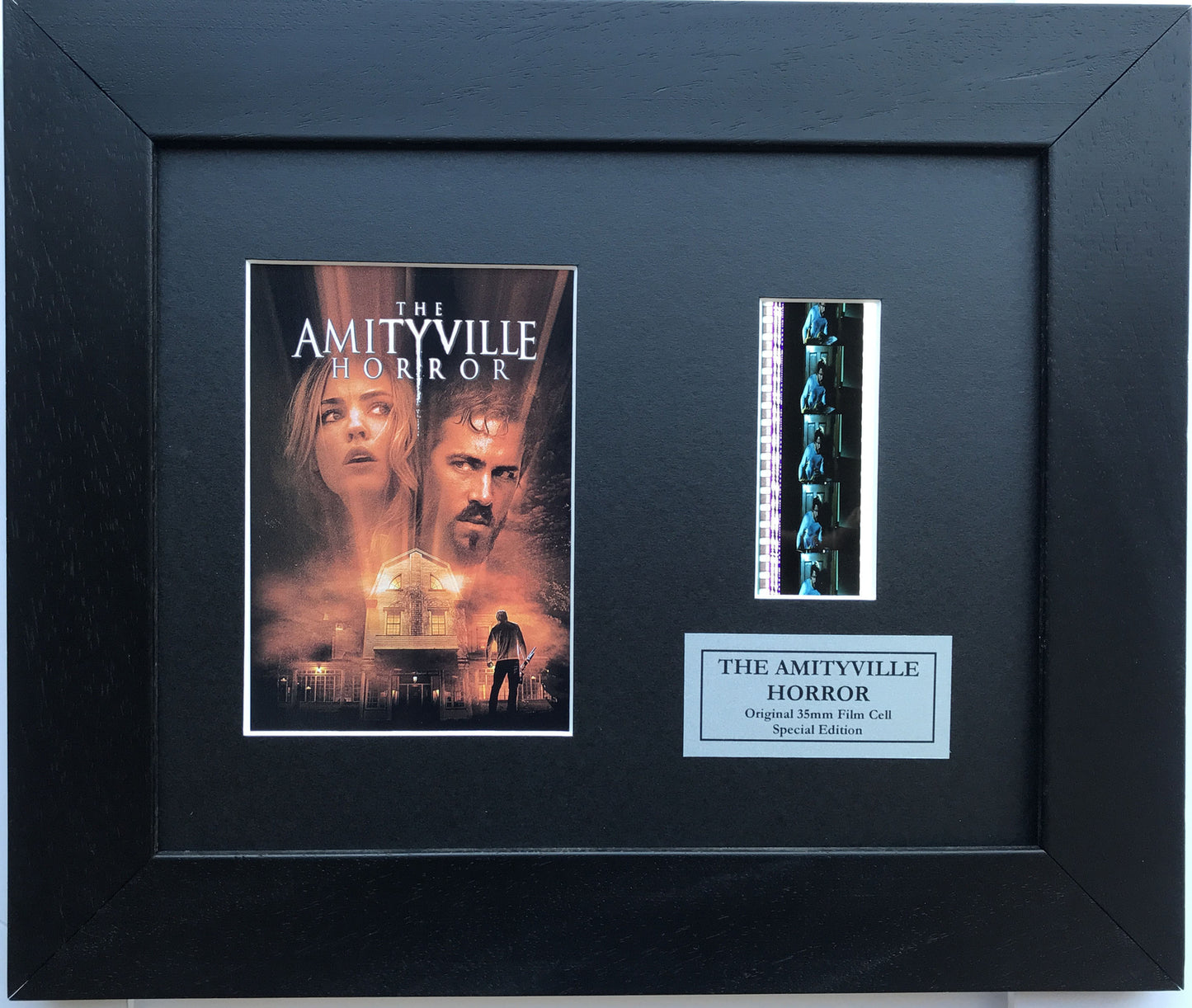 Hand crafted display featuring original filmcells for THE AMITYVILLE HORROR fans