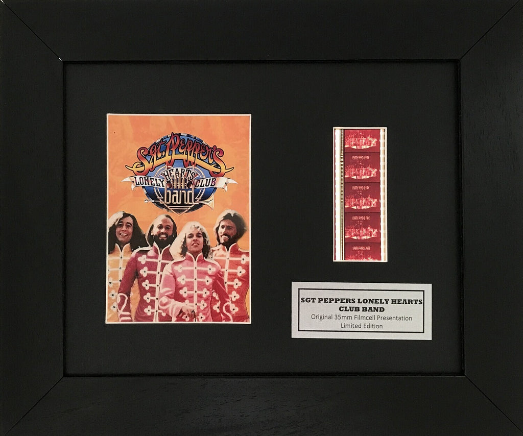 Hand crafted display featuring original 35mm film cells for a BEE GEES fan vSP2