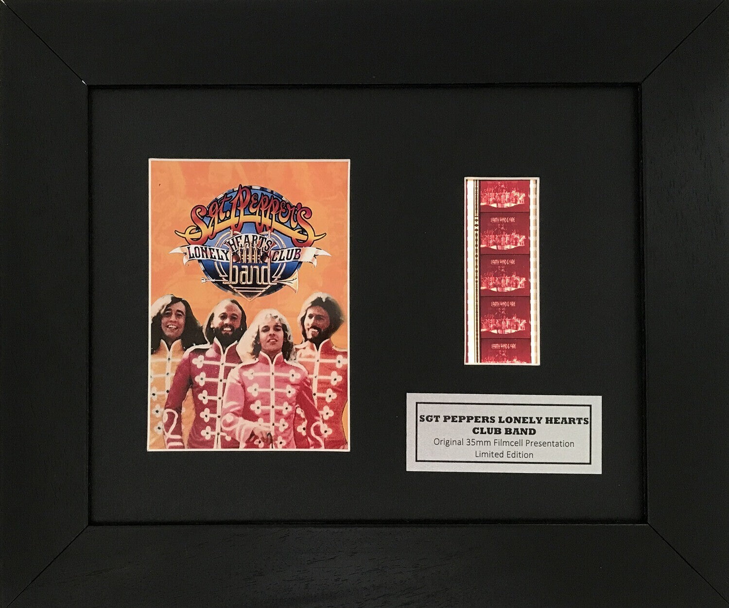 Hand crafted display featuring original 35mm film cells for a BEE GEES fan vSP2