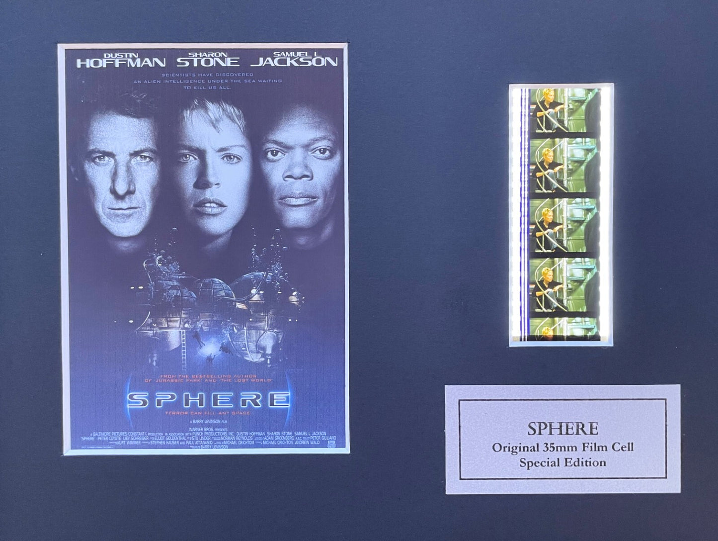 Hand crafted display featuring original 35mm film cells for Sphere fans + COA v1