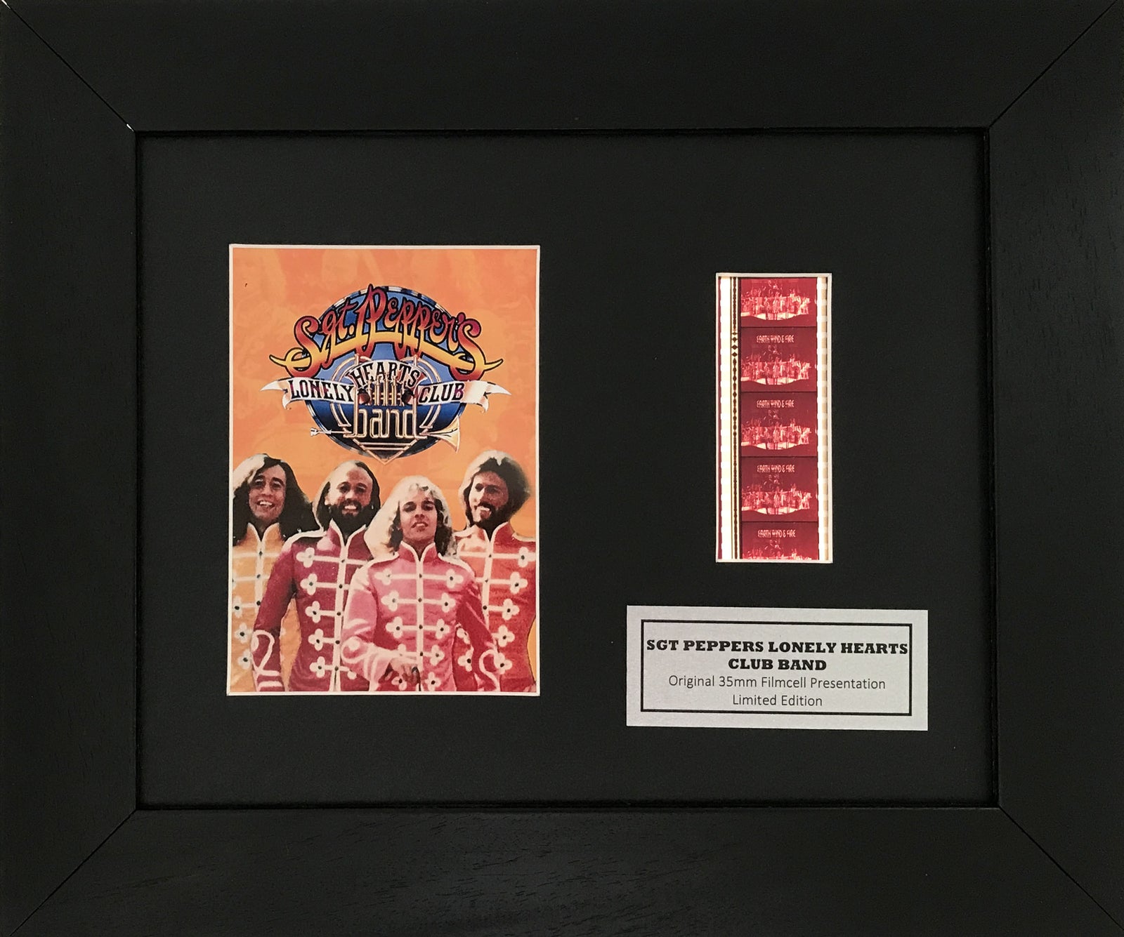 Hand crafted display featuring original 35mm film cells for a BEE GEES fan vSP2