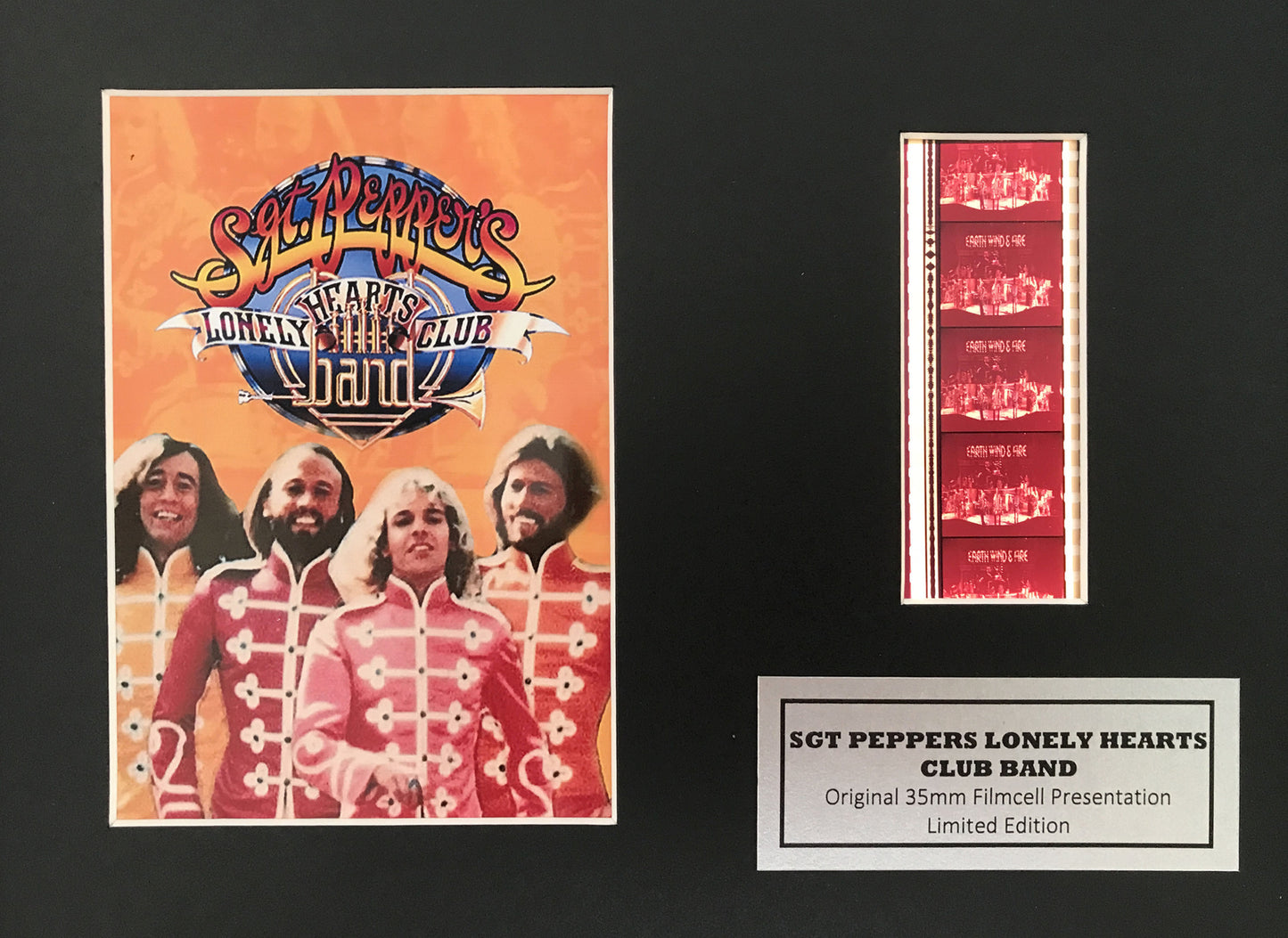 Hand crafted display featuring original 35mm film cells for a BEE GEES fan vSP2