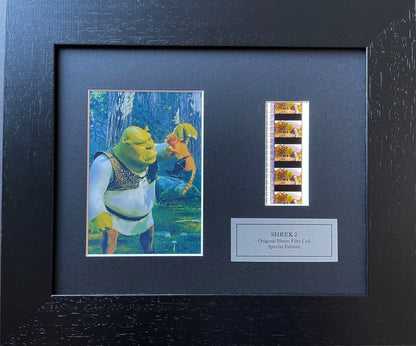 Hand crafted display featuring original 35mm film cells for SHREK 2 fans