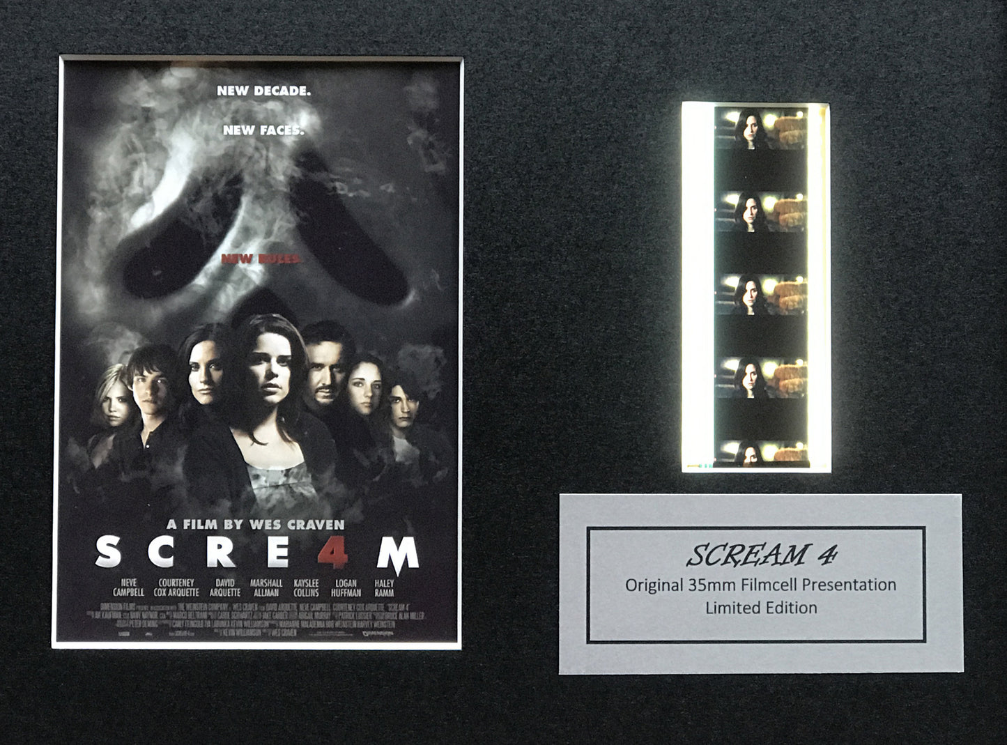 Hand crafted display featuring original film cells for a Scream 4 fan + Coa