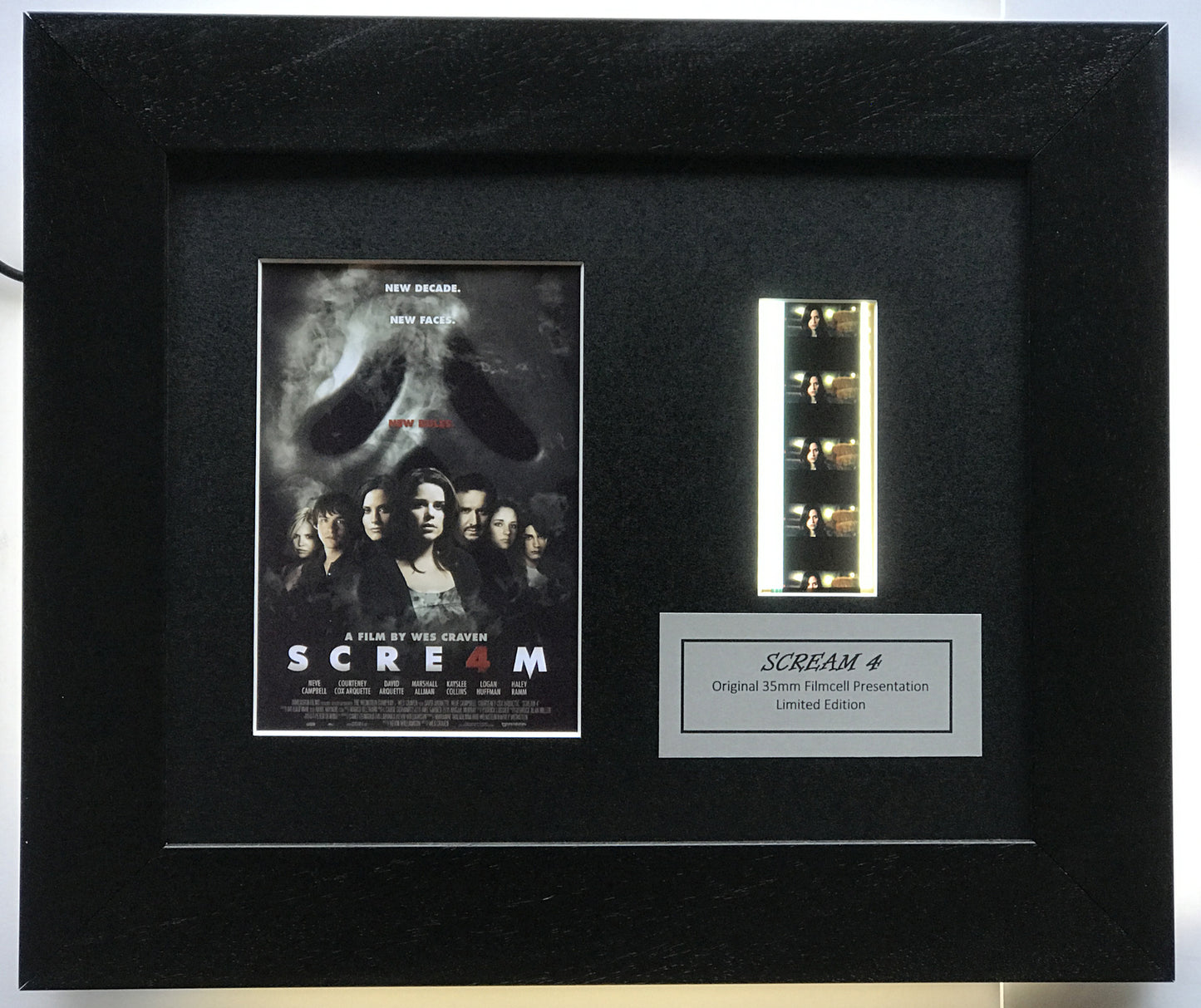 Hand crafted display featuring original film cells for a Scream 4 fan + Coa
