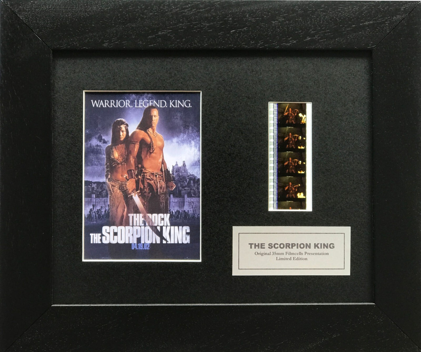 Hand crafted display featuring original film cells for THE SCORPION KING fans v1