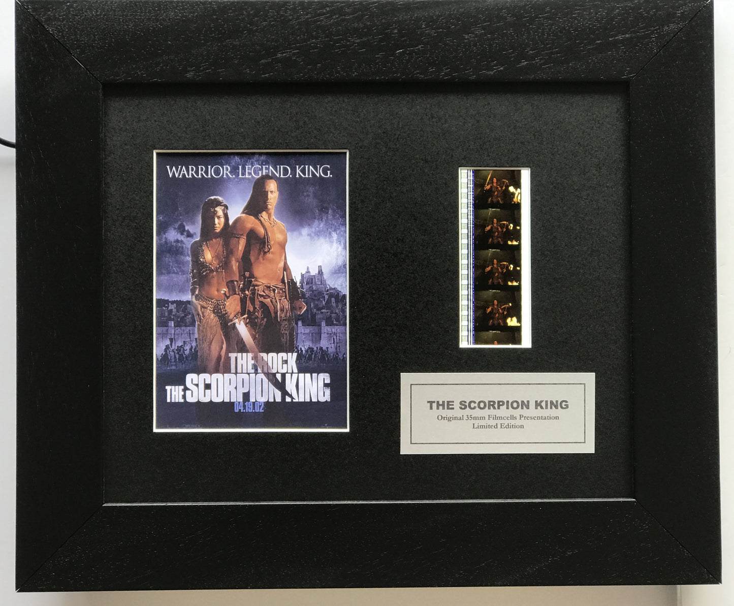 Hand crafted display featuring original film cells for THE SCORPION KING fans v1