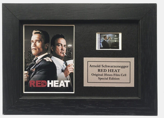 Hand crafted display featuring original Mini 35mm film cells for RED HEAT fans