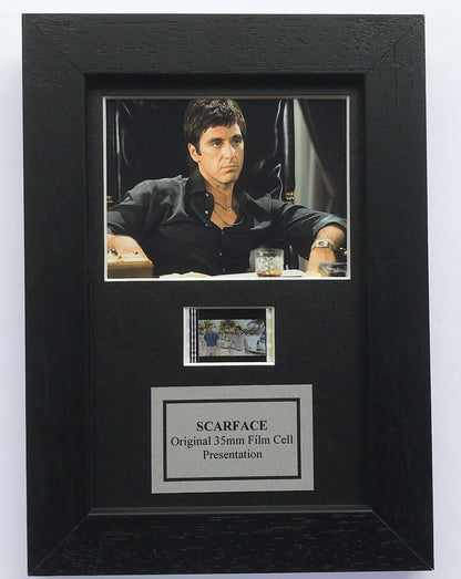 SCARFACE (Al Pacino) Original Mini 35mm Film Cell set in Quality Wood Frame + COA