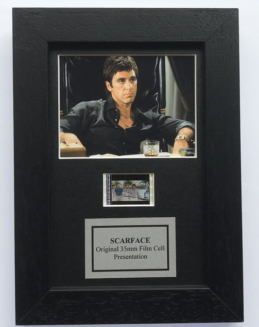 SCARFACE (Al Pacino) Original Mini 35mm Film Cell set in Quality Wood Frame + COA