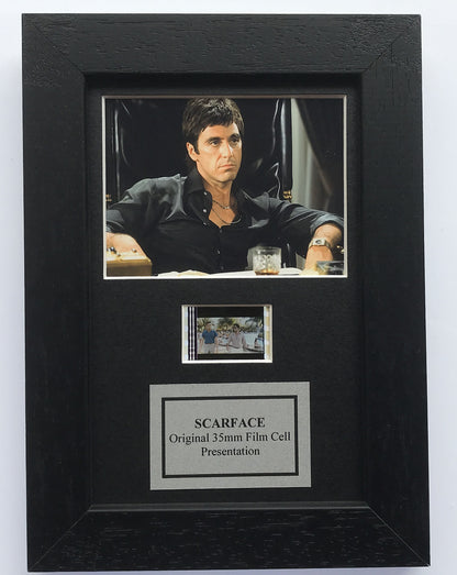 SCARFACE (Al Pacino) Original Mini 35mm Film Cell set in Quality Wood Frame + COA