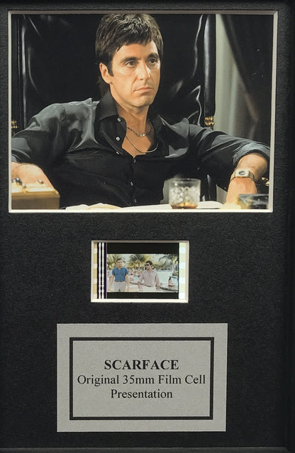 SCARFACE (Al Pacino) Original Mini 35mm Film Cell set in Quality Wood Frame + COA