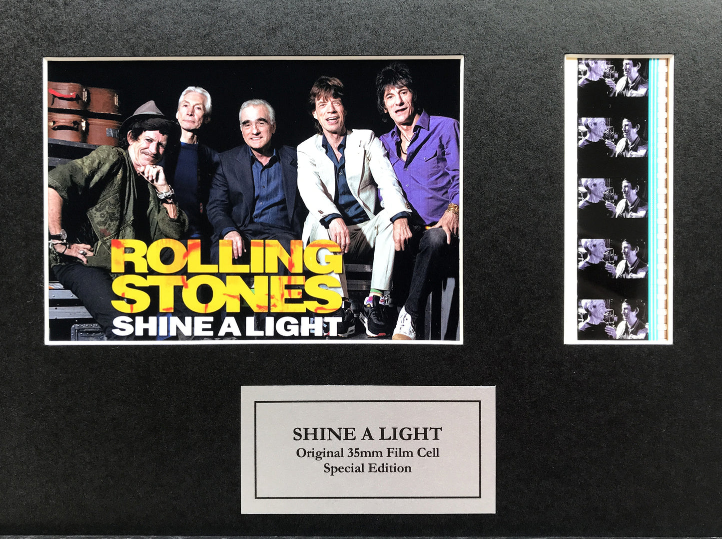 Hand crafted display featuring original film cells for Rolling Stones fans v2