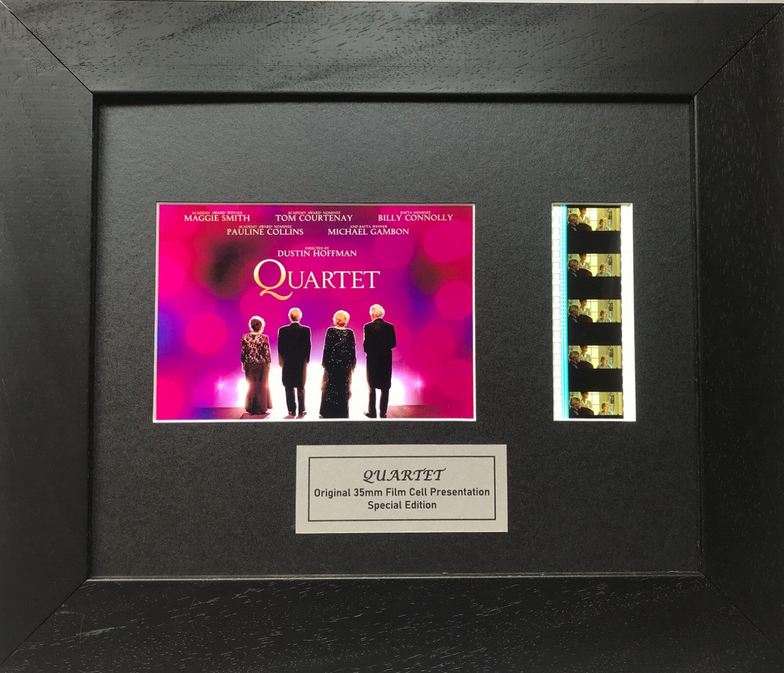 Hand crafted display featuring original 35mm film cells for a QUARTET fan v2