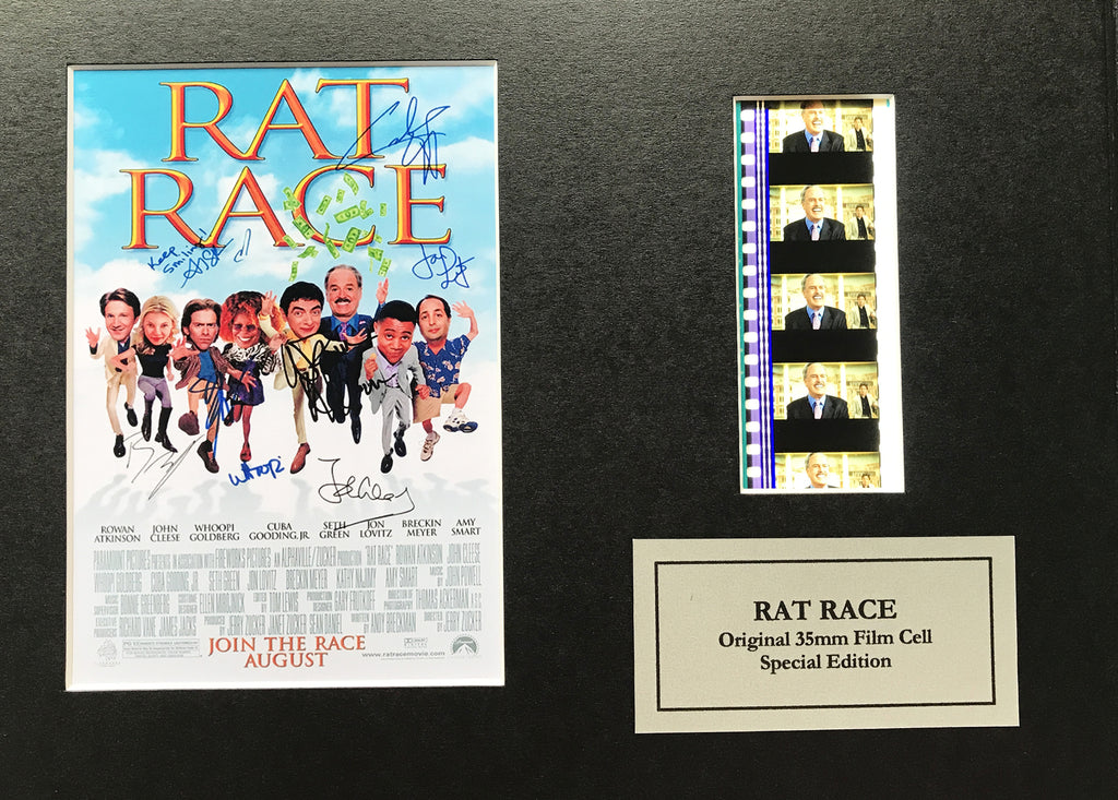 Hand crafted display featuring original 35mm film cells for a RAT RACE fan vCSR