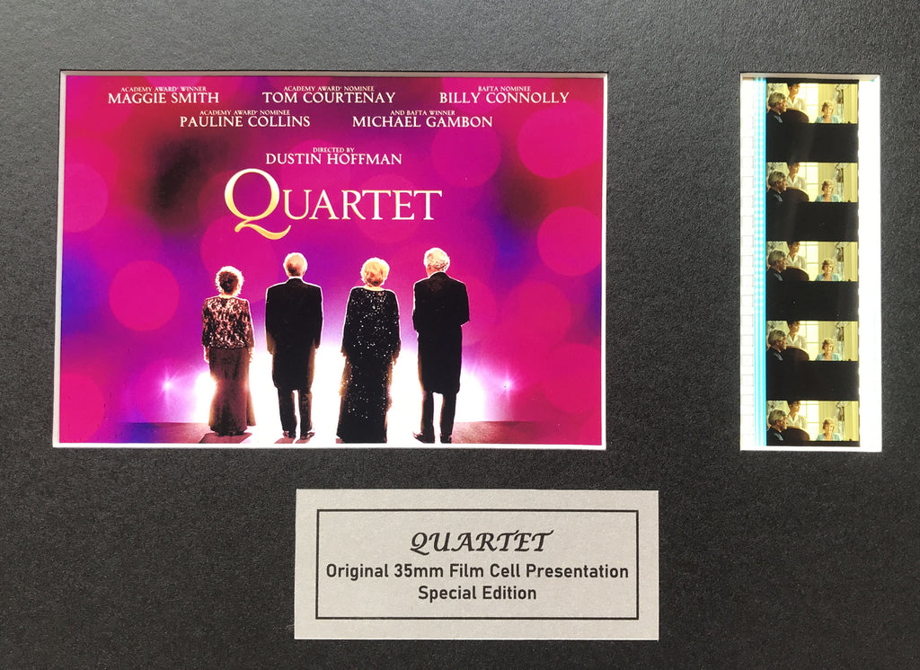 Hand crafted display featuring original 35mm film cells for a QUARTET fan v2