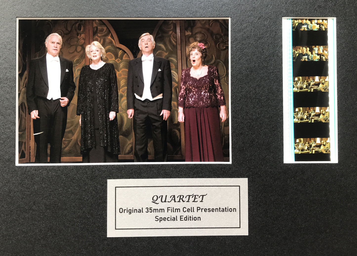 Hand crafted display featuring original 35mm film cells for a QUARTET fan v1