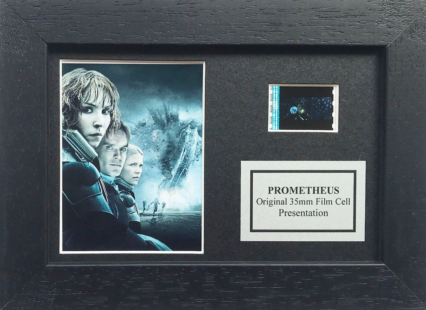Hand crafted display featuring original Mini 35mm film cell for a PROMETHEUS fan