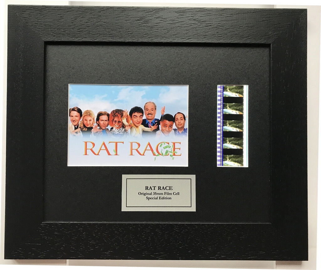 Hand crafted display featuring original 35mm film cells for a RAT RACE fan v1