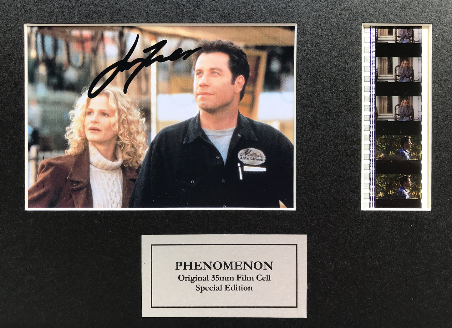 Handmade display featuring original 35mm film cells for a Phenomenon fan vSR
