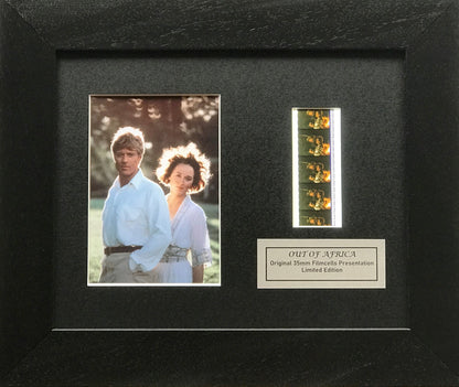 Handmade display featuring original 35mm film cells for an OUT OF AFRICA fan