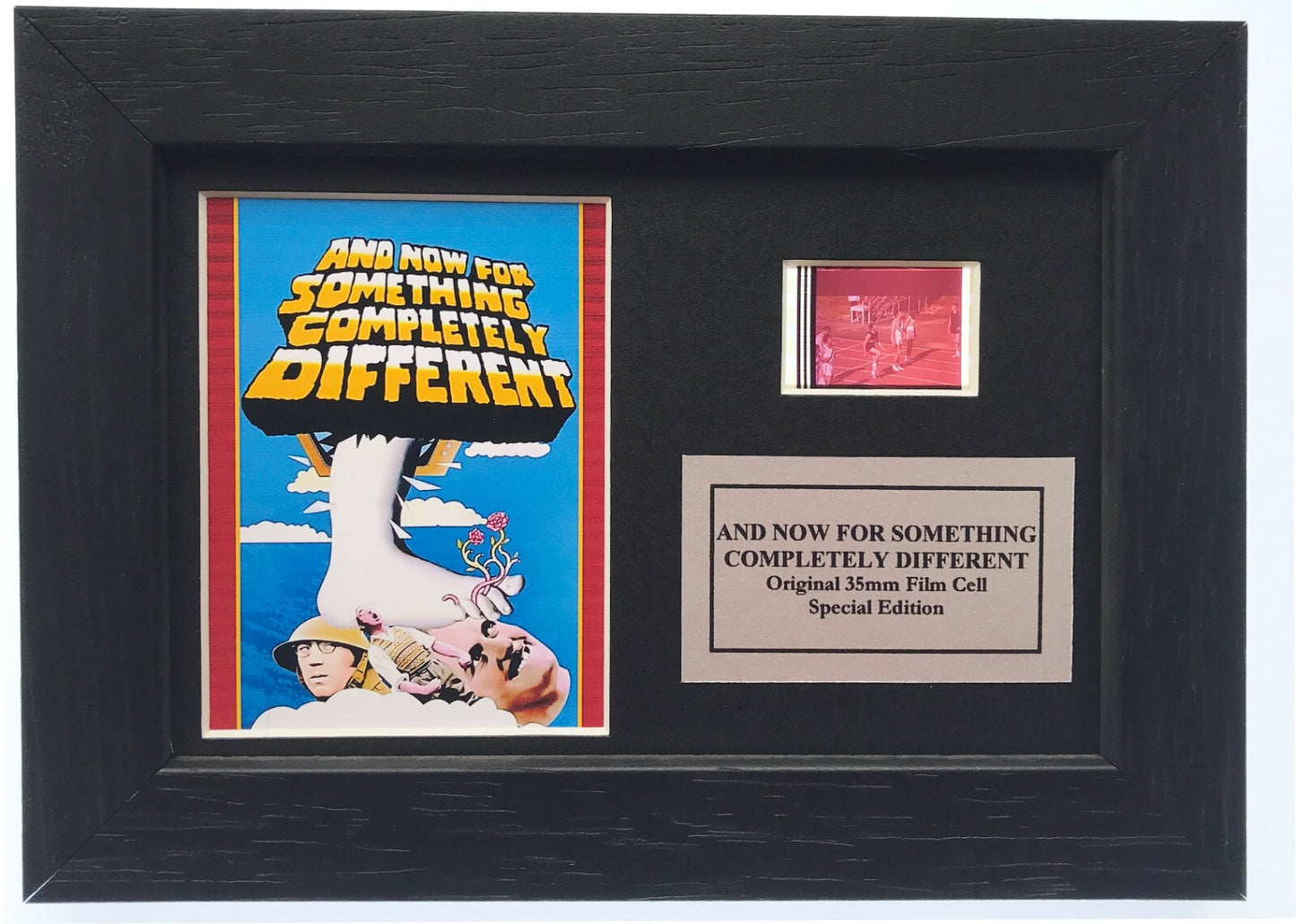Hand crafted display featuring original Mini 35mm filmcells for Monty Python fan