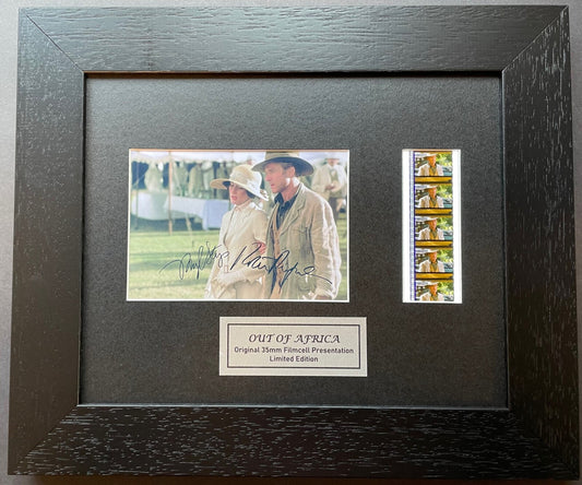 Handmade display featuring original 35mm film cells for an OUT OF AFRICA fan vSR