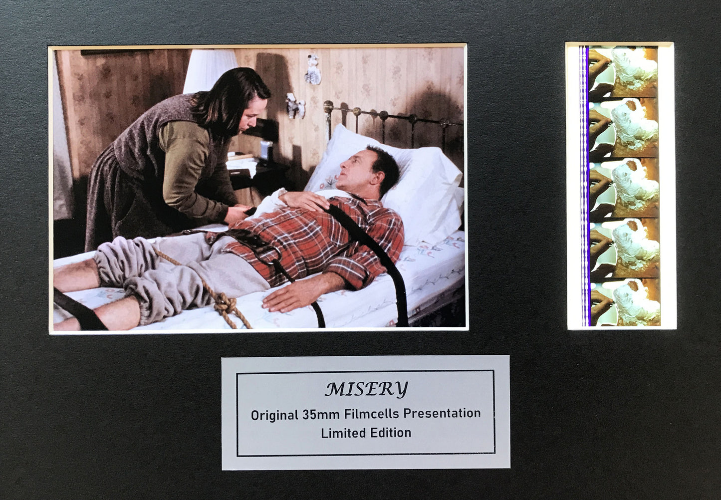 Hand crafted display featuring original 35mm filmcells for a MISERY fan + COA v3