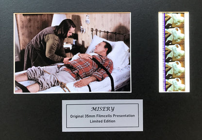 Hand crafted display featuring original 35mm filmcells for a MISERY fan + COA v3