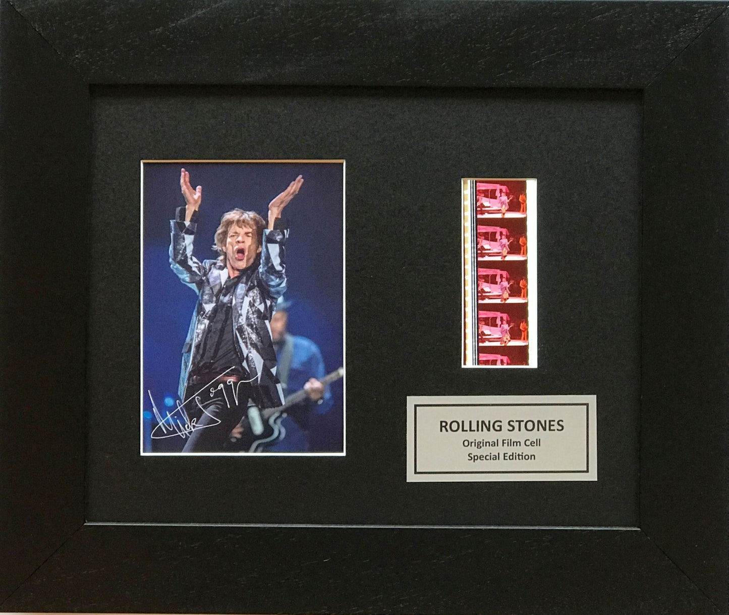 Hand crafted display featuring original film cells for Sir Mick Jagger fans v1