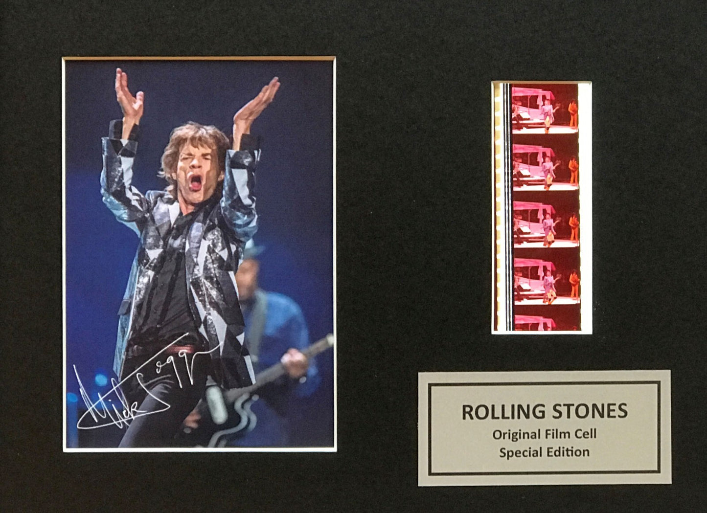 Hand crafted display featuring original film cells for Sir Mick Jagger fans v1